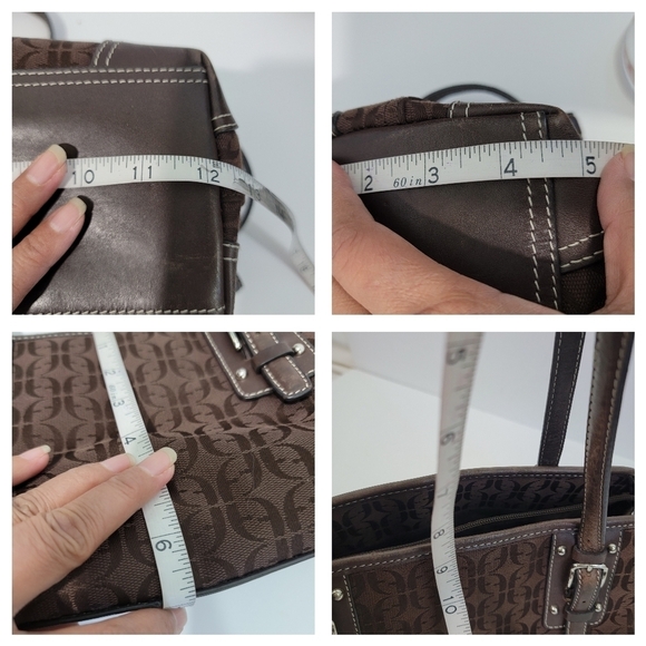 FOSSIL Brown Leather Signature Shoulder Bag Double Handle Spacious Interior - Picture 10 of 12
